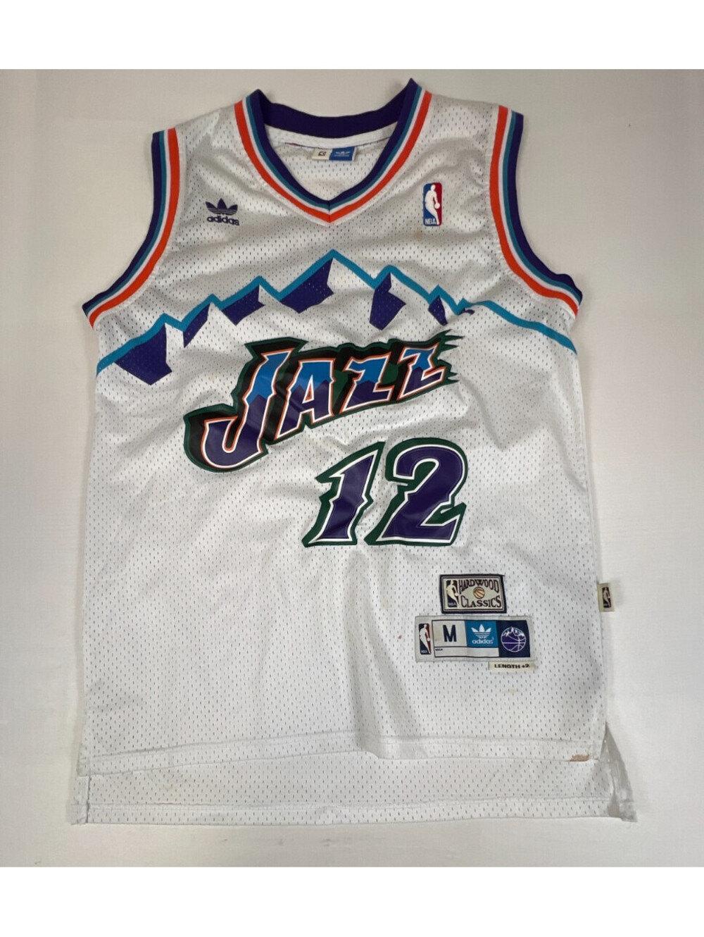 Adidas John Stockton Utah Jazz Hardwood Classics Jersey Men M White NBA Retro